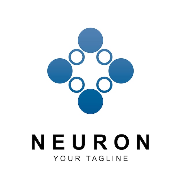 Vector de logotipo de neurona con plantilla de eslogan