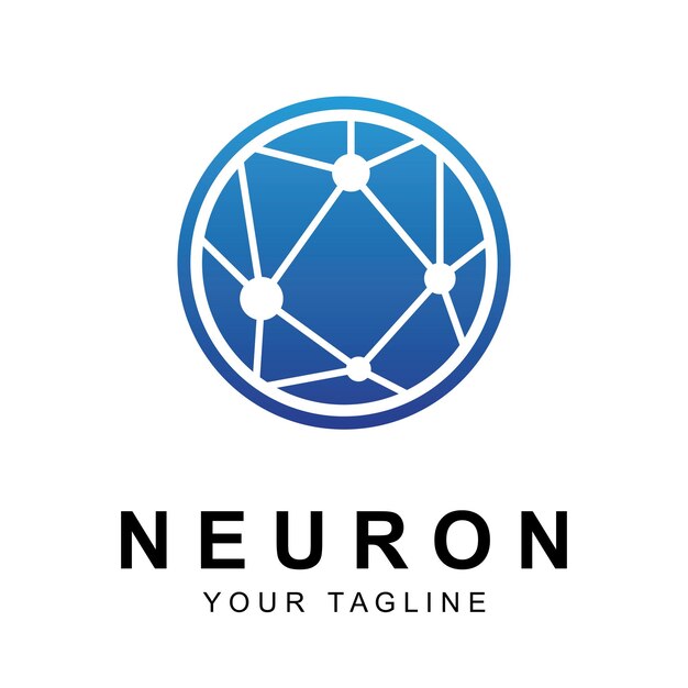 Vector de logotipo de neurona con plantilla de eslogan