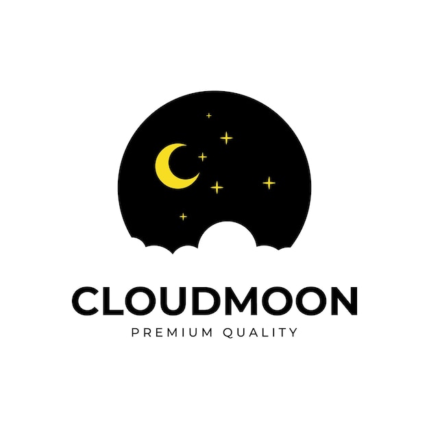 vector de logotipo de nube y luna plantilla de ilustración simple icono diseño gráfico