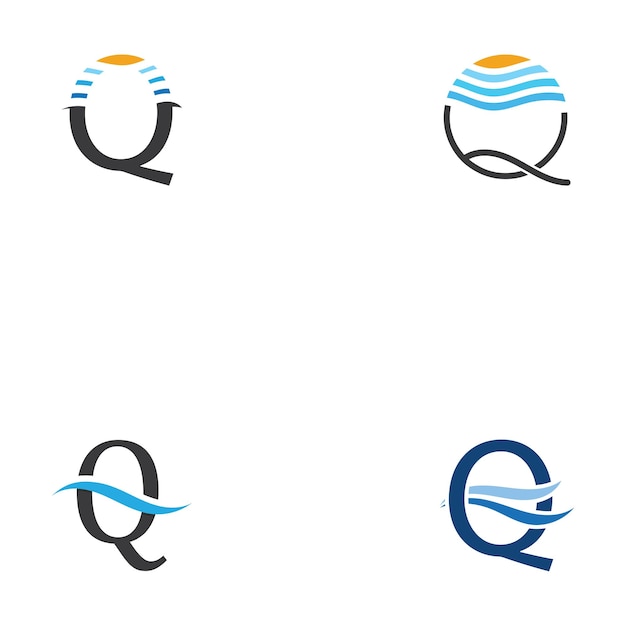 Vector del logotipo de la onda de agua de la letra Q