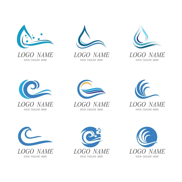 Vector de logotipo de onda de agua y plantilla de símbolo