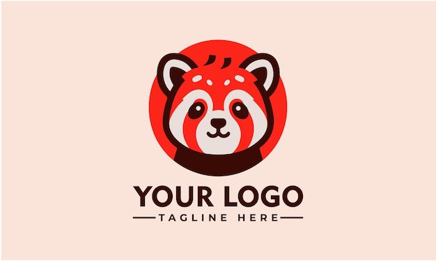 Vector vector de logotipo de panda rojo redpanda minimalis logotipo para la marca de pequeñas empresas identidad panda roja