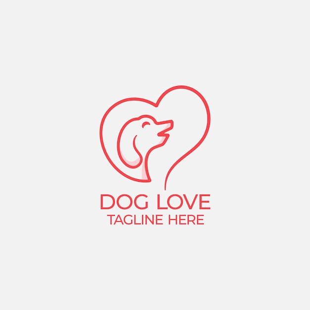 Vector vector de logotipo de perro de amor para el negocio de mascotas