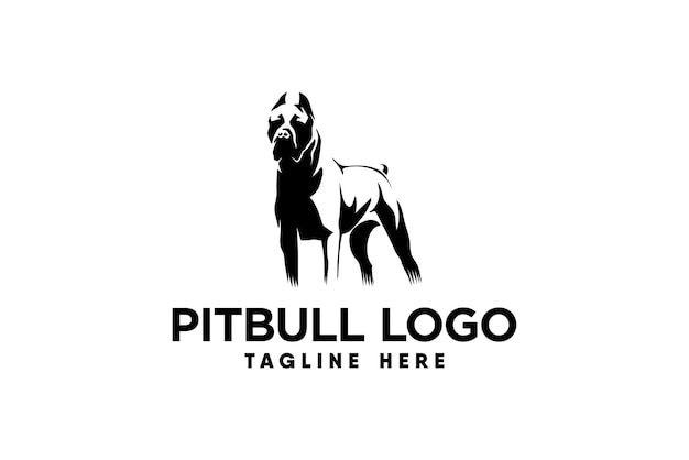 Vector el vector del logotipo del perro pitbull con un estilo de silueta moderno y limpio