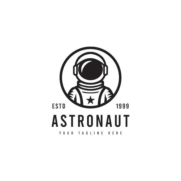 Vector de logotipo de personaje de astronauta Silueta de astronauta de estilo minimalista Adecuada para logotipos de astronomía, espacio o ciencia