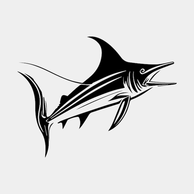 Vector de logotipo de pesca de marlín negro aislado