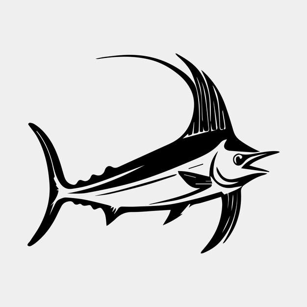 Vector de logotipo de pesca de marlín negro aislado