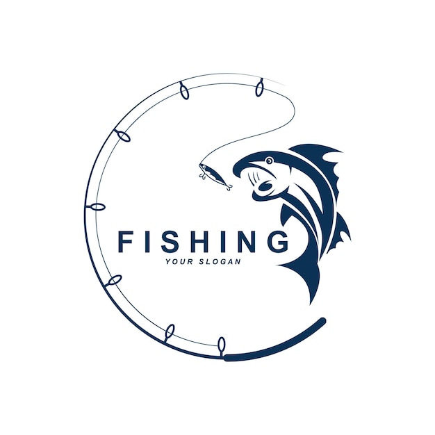 Vector de logotipo de pesca con plantilla de eslogan