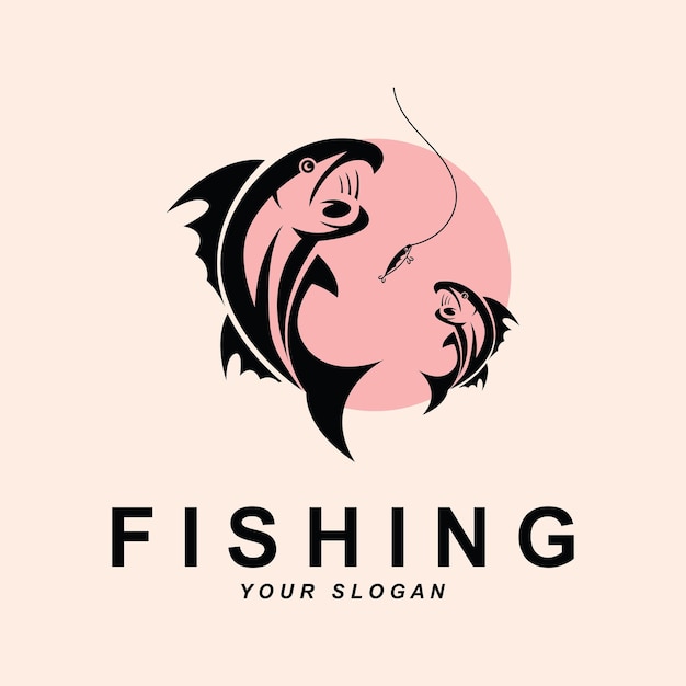 Vector de logotipo de pesca con plantilla de eslogan