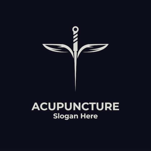 Vector de logotipo plano de acupuntura