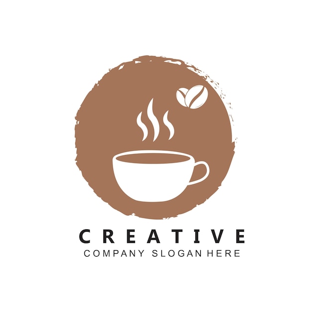 Vector de logotipo de planta de grano de café para ilustración de diseño de bebida de café