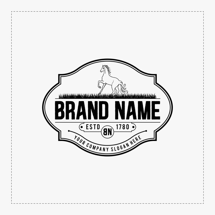 Vector de logotipo de plantilla de logotipo vintage de diseño de logotipo de caballo vintage