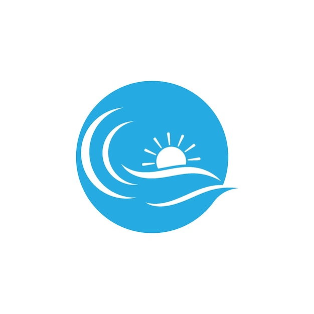 Vector de logotipo de playa de onda de agua