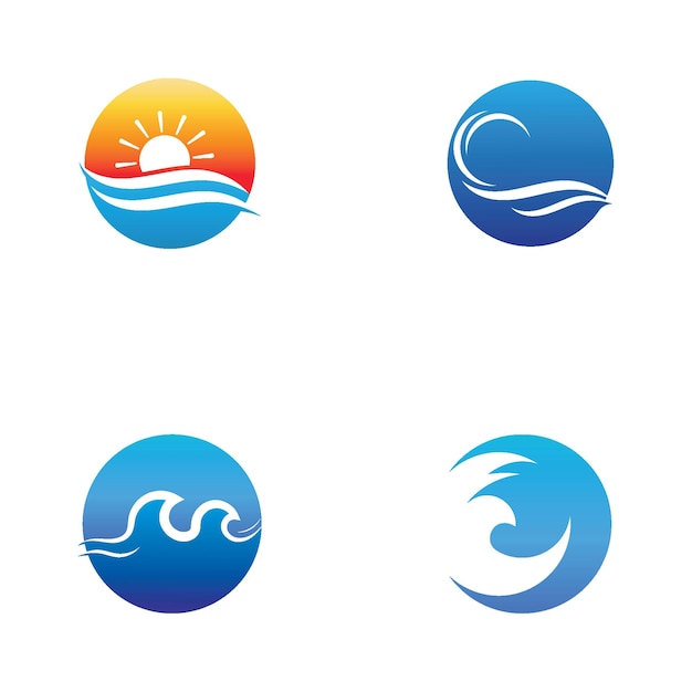 Vector de logotipo de playa de onda de agua