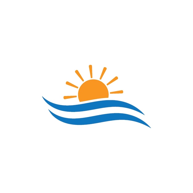 Vector de logotipo de playa de onda de agua