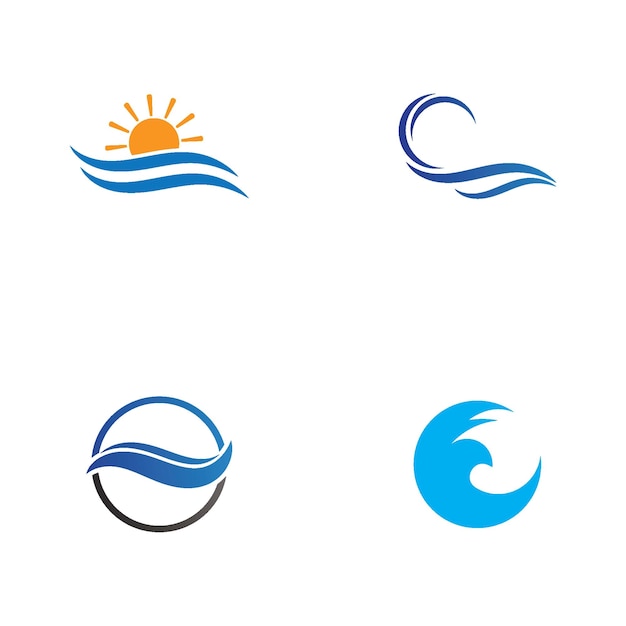 Vector de logotipo de playa de onda de agua