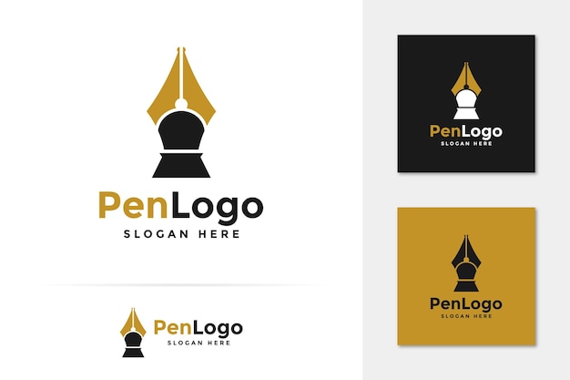 Vector de logotipo de pluma creativa