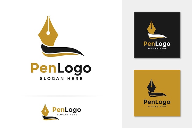 Vector de logotipo de pluma creativa