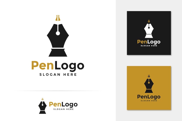 Vector de logotipo de pluma creativa