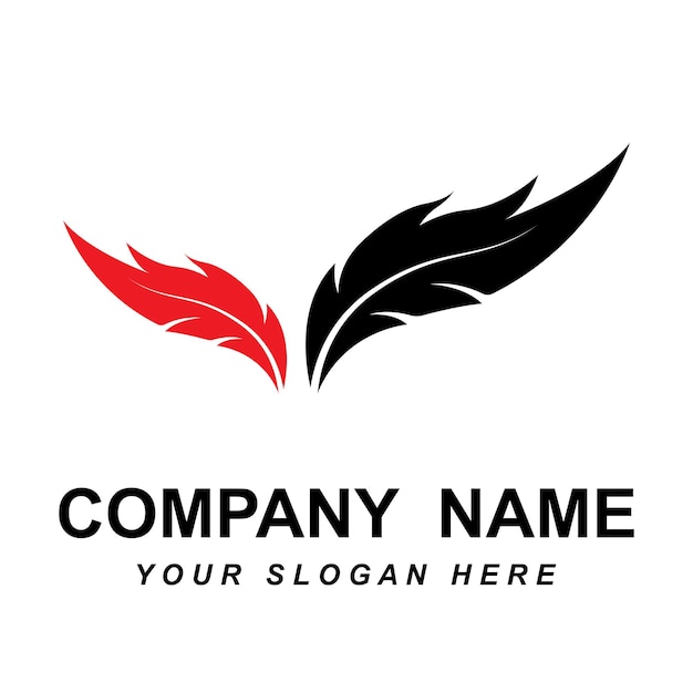 Vector de logotipo de pluma con plantilla de eslogan