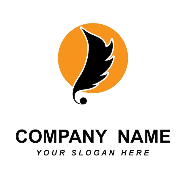 Vector de logotipo de pluma con plantilla de eslogan