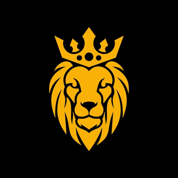 Vector de logotipo premium de cabeza de león dorado