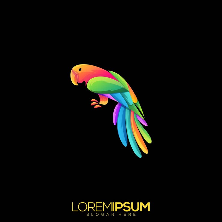 Vector vector de logotipo premium de loro colorido impresionante