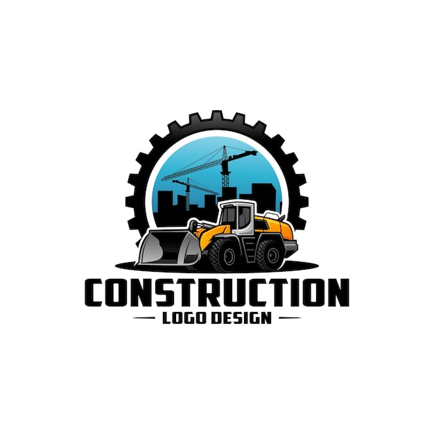 Vector de logotipo preparado para excavadora cargadora