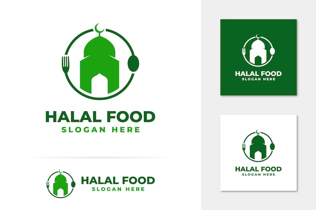 Vector de logotipo de productos alimenticios halal