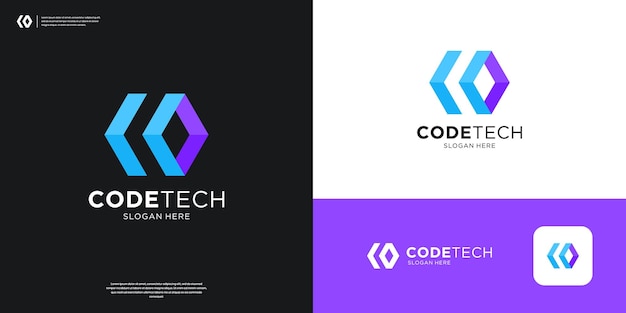 Vector de logotipo de programador de código simple Diseño de logotipo del icono de codificación moderna