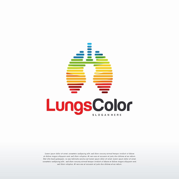Vector de logotipo de pulmones coloridos abstractos, plantilla de diseños de logotipo de pulmones de salud, concepto de diseño