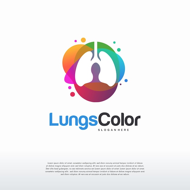 Vector de logotipo de pulmones coloridos, plantilla de diseños de logotipo de pulmones de salud, concepto de diseño, logotipo, elemento de logotipo para plantilla