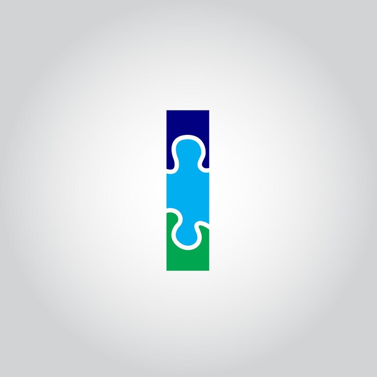 Vector del logotipo de Puzzle R multicolor