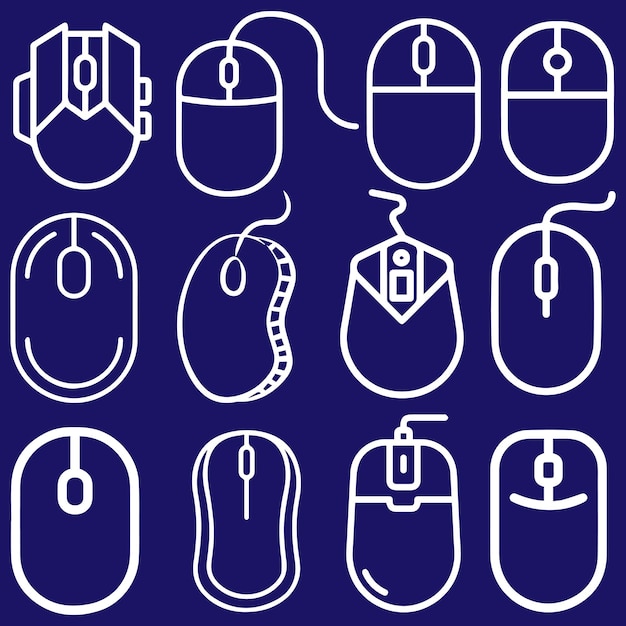 Vector del logotipo del ratón o del conjunto de iconos del ordenador