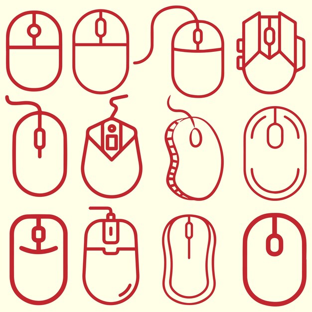 Vector del logotipo del ratón o del conjunto de iconos del ordenador