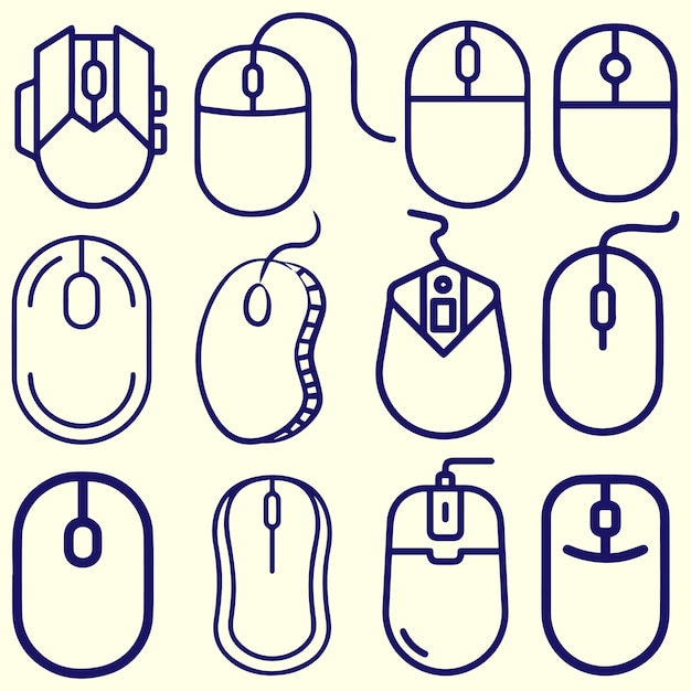 Vector del logotipo del ratón o del conjunto de iconos del ordenador
