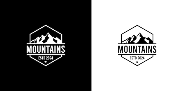 Vector de logotipo de silueta de montaña vintage Viajes al aire libre retro hipster