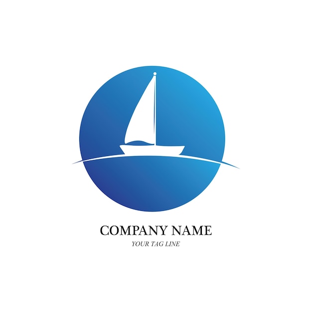 Vector de logotipo y símbolo de barco de vela