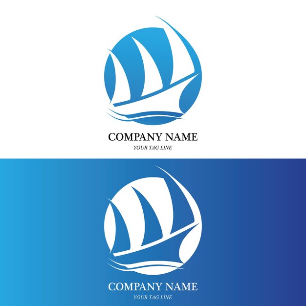 Vector de logotipo y símbolo de barco de vela