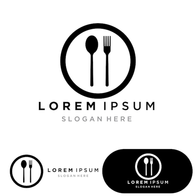 Vector de logotipo y símbolo de cuchara y tenedor