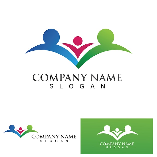 Vector de logotipo y símbolo de cuidado familiar