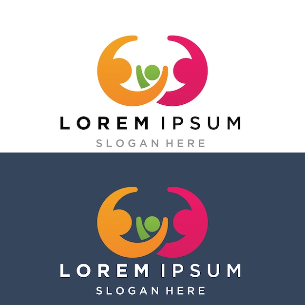 Vector de logotipo y símbolo de cuidado familiar