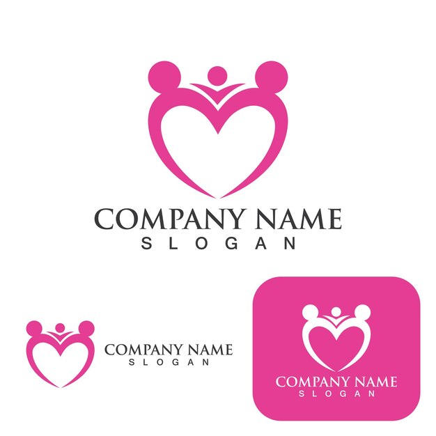 Vector de logotipo y símbolo de cuidado familiar