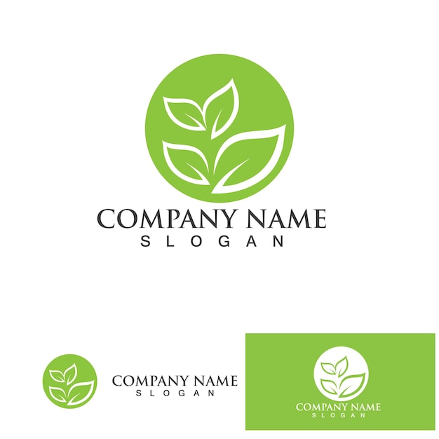 Vector de logotipo y símbolo de hoja verde