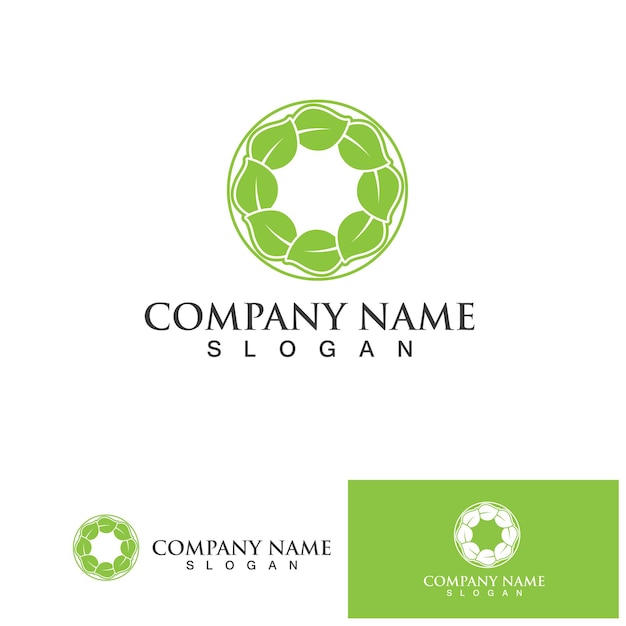 Vector de logotipo y símbolo de hoja verde