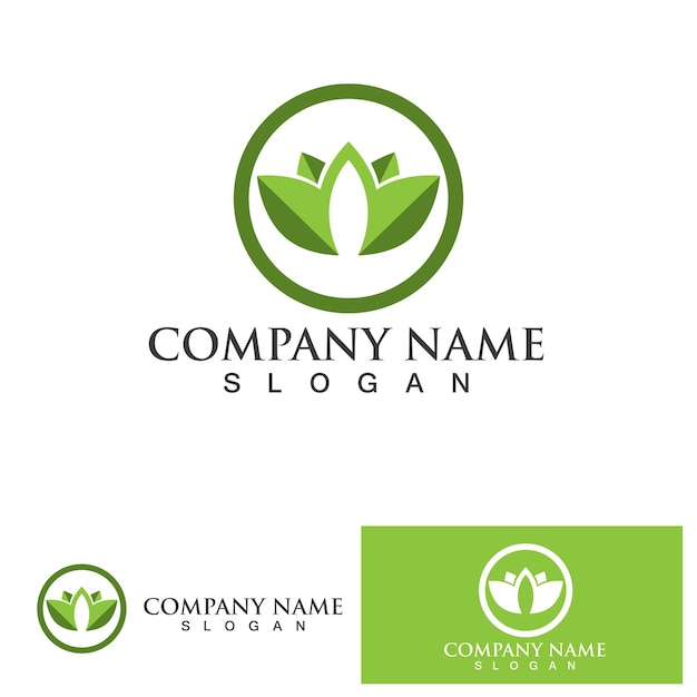 Vector de logotipo y símbolo de hoja verde