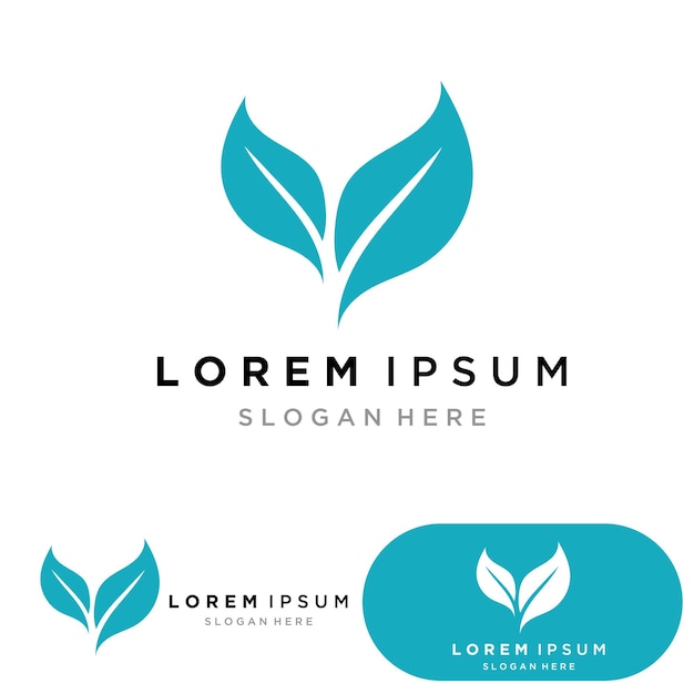 Vector de logotipo y símbolo de hoja verde