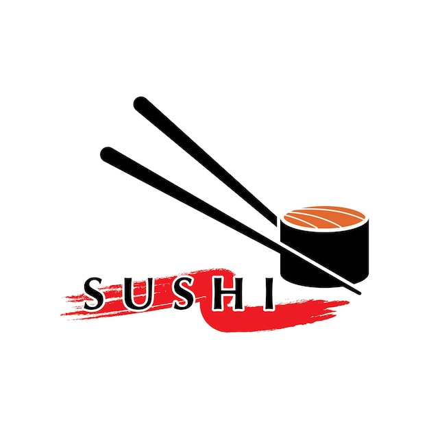 Vector de logotipo de sushi con plantilla de eslogan