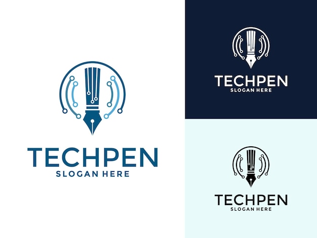 El vector del logotipo de Tech Pen Pen Tech con la plantilla de diseño del logotipio de la red tecnológica