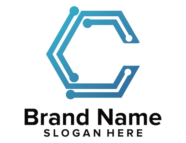 Vector de logotipo de tecnología de letra C
